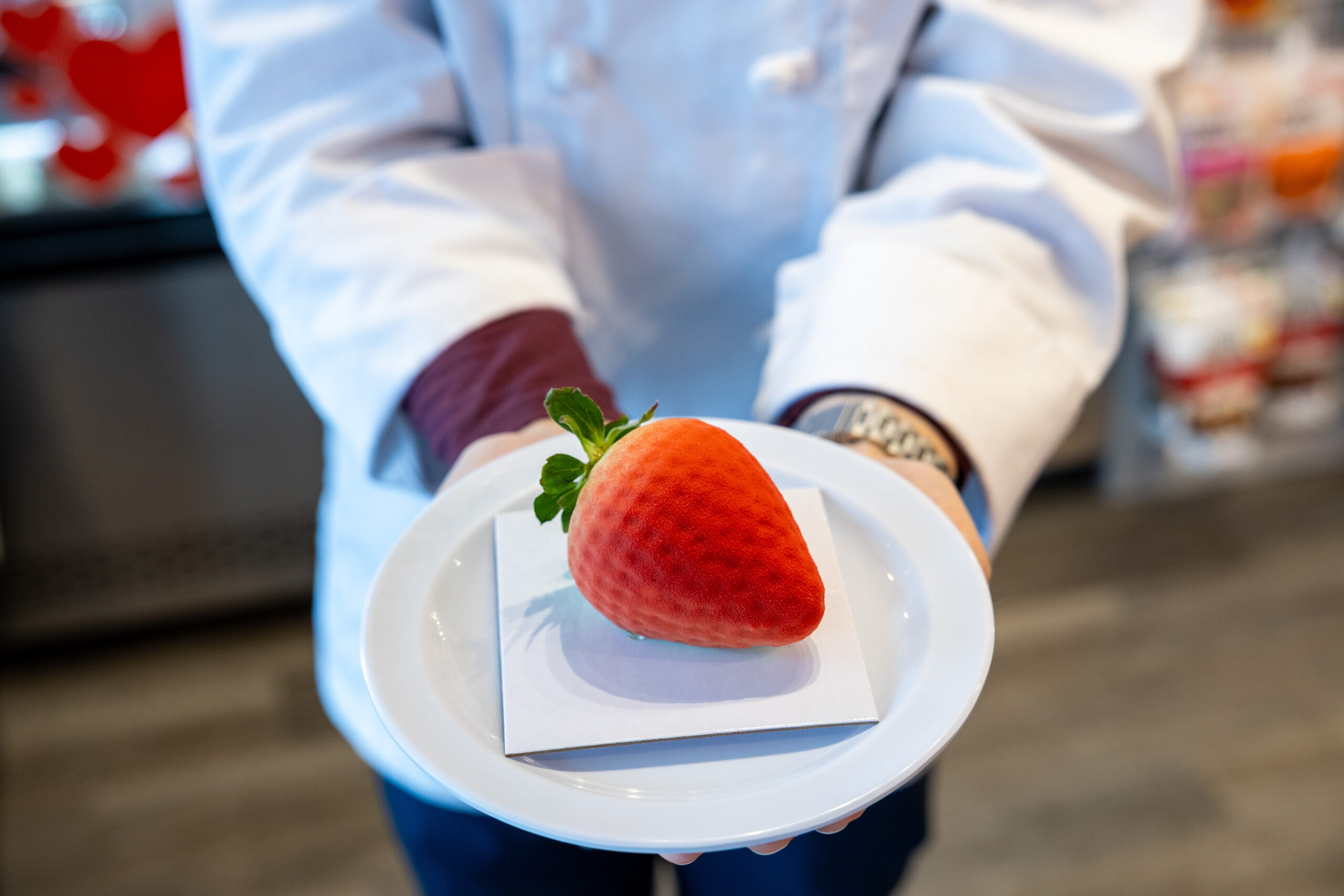 Eye-tricking viral pastries at the Cambridge School of Culinary Arts Cafe now include the Strawberry