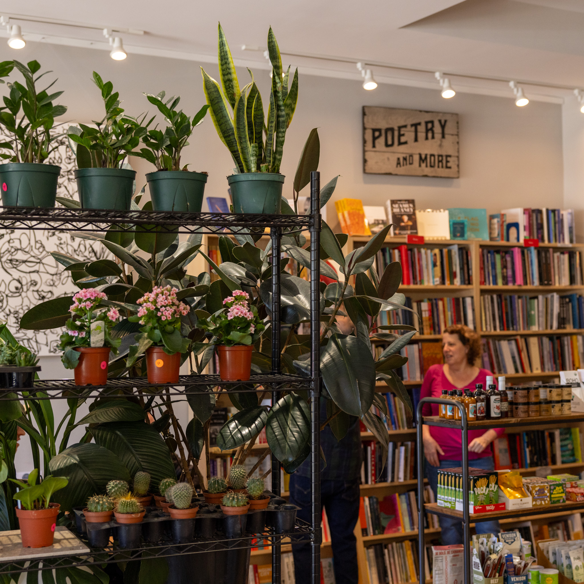 Books, plants and coffee at Porter Square Books. (Photo: Carson Paradis)