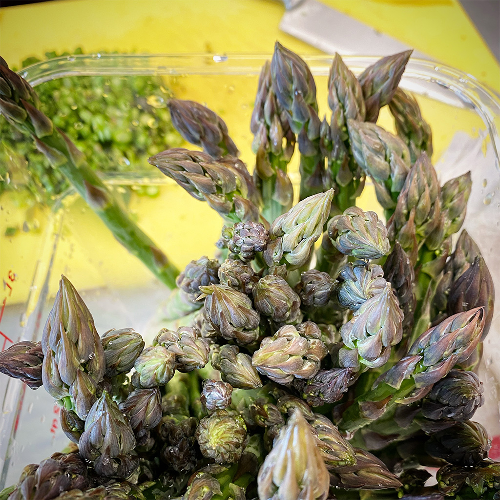 Yay! It’s time for spring produce: Asparagus, sunchokes, fiddleheads, ramps and rhubarb