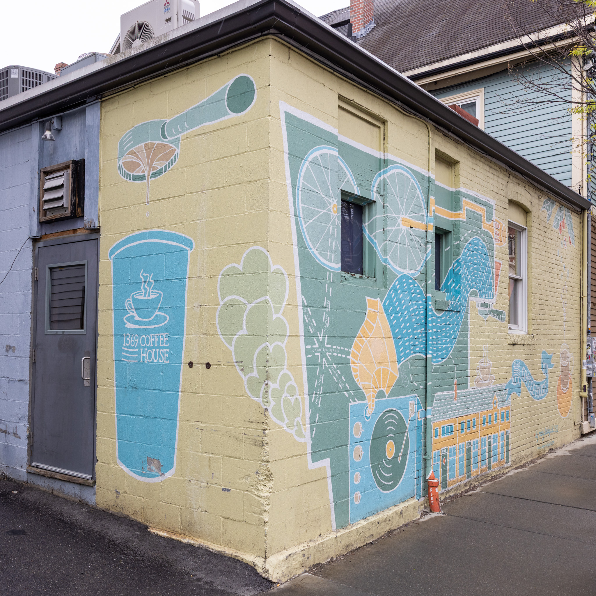 Mural outside of 1369 Coffee House Inman Square. (Photo: Carson Paradis)